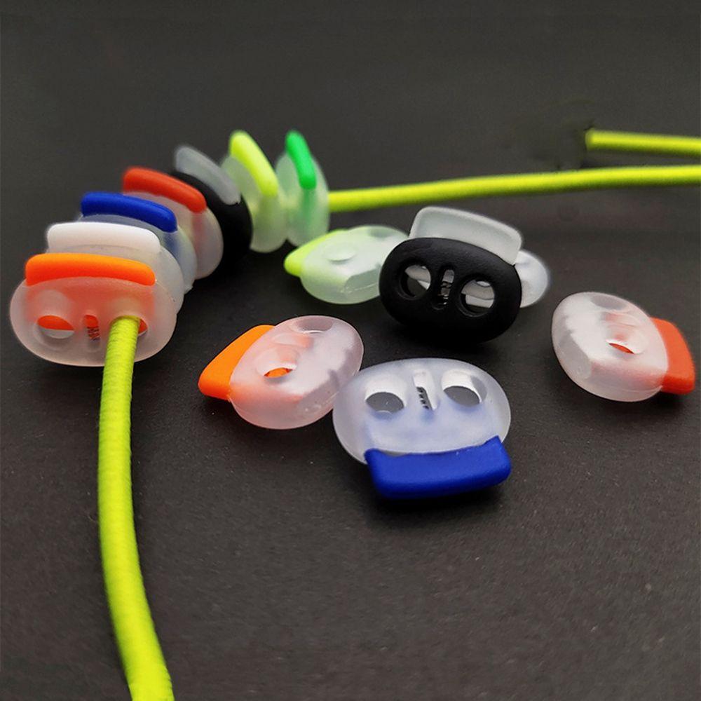 Quality Double Holes 4mm Hole Plastic Stopper Apparel Shoelace Button Toggle Clip Cord Lock Bean