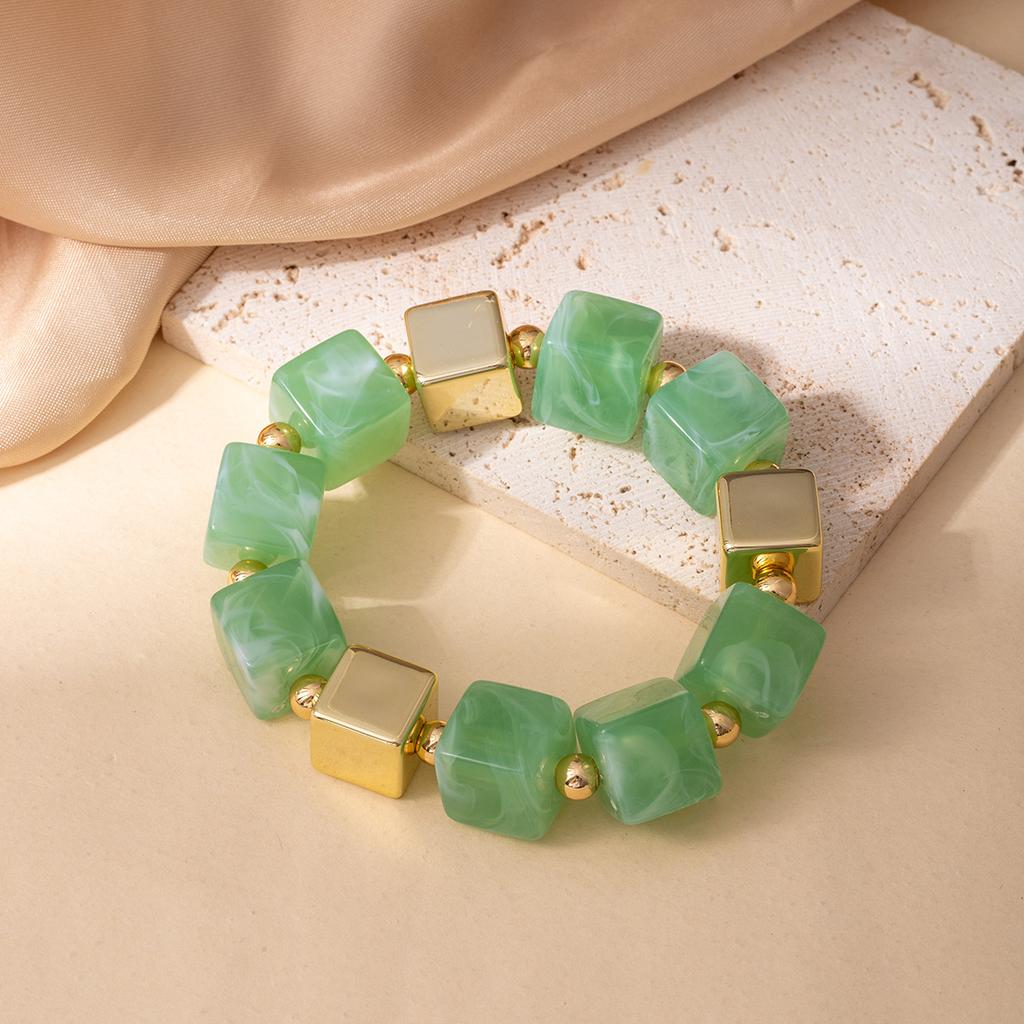 Персонализированный нишевый дизайн в стиле ретро, неправильный геометрический квадратный браслет из акриловых бусин