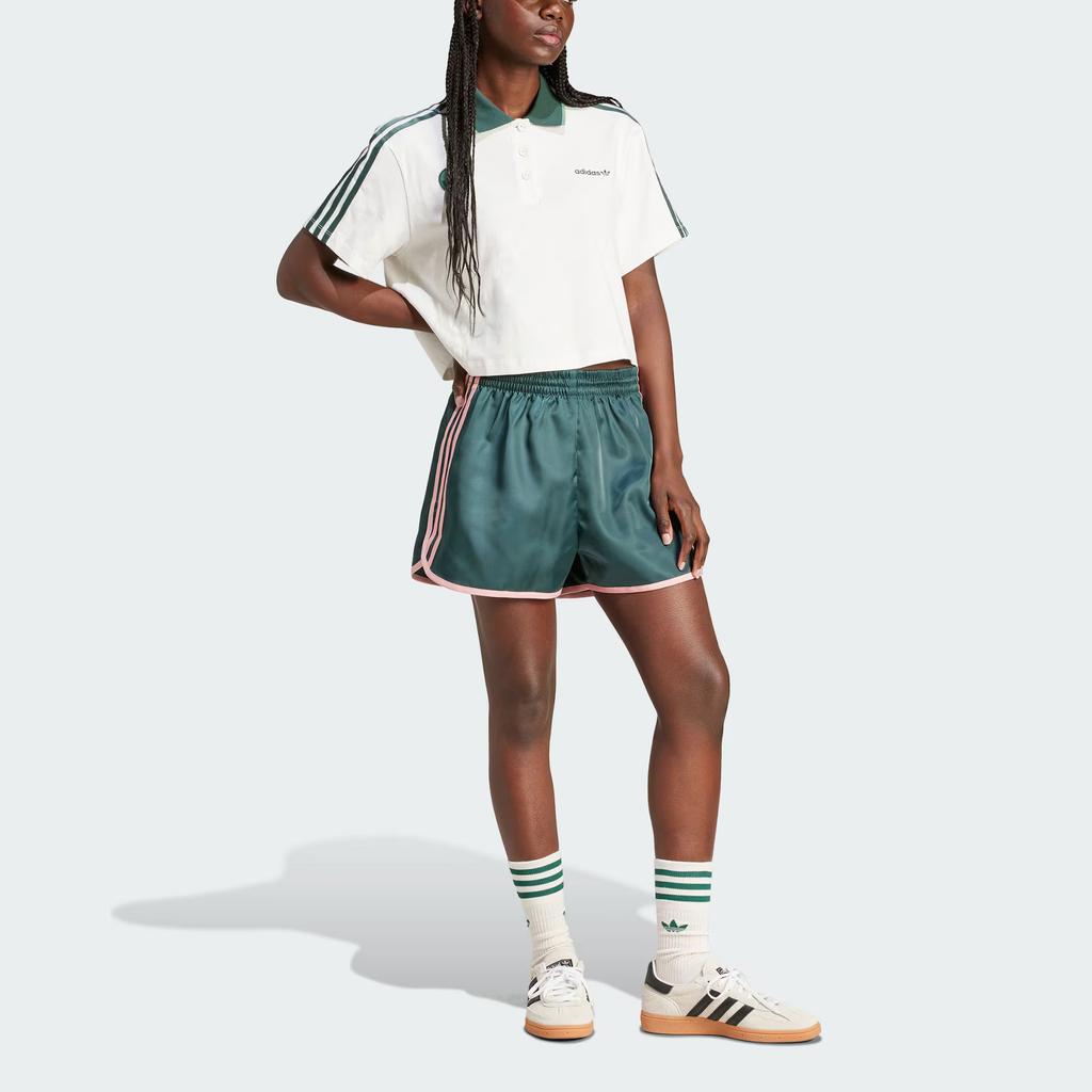 Adidas Свободная укороченная рубашка-поло с женскими топами с буквенным принтом, белая IX3555