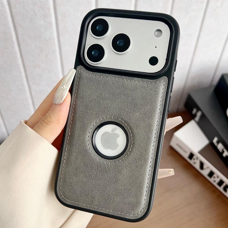 Роскошный кожаный чехол с полым логотипом для iPhone 17 Air 16 15 14 13 12 11 Pro Max 17Promax Бизнес Жесткий Ударопрочный Бронированный Чехол Funda