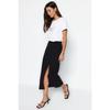 Black Smart Crepe Slit Detailed Maxi High Waist Stretchy Knitted Skirt Twoss23et00351