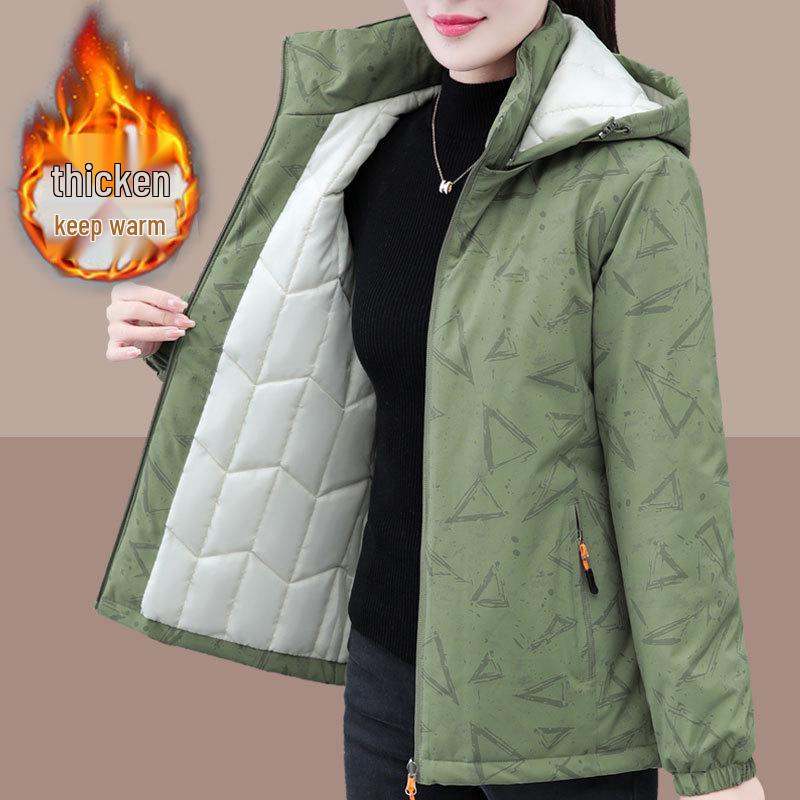 2024 Женская зимняя теплая хлопковая куртка с капюшоном для женщин среднего и пожилого возраста