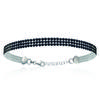 [L0713] - Black 'Sissi' Silver Bracelet (crystal) - 5 Mm
