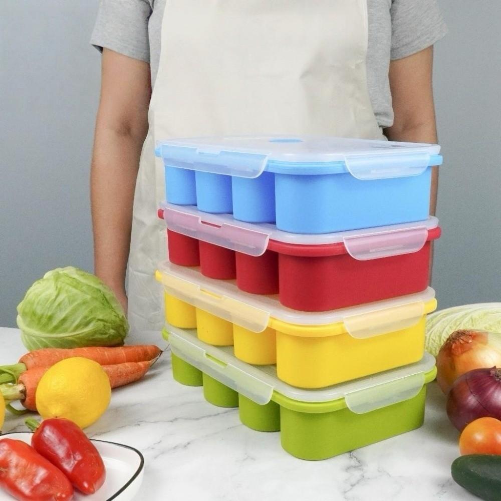 With Lid Freezer Soup Tray Silicone Food Meal Molds Multipurpose Soup Ice Cube Molds Soup Storage