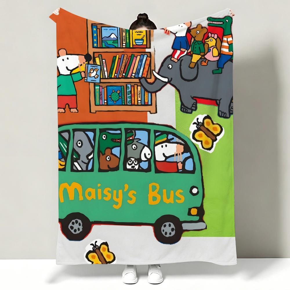 Cartoon M-Maisy M-Mouse Throw Soft Warm Flannel Throw Blanket, Multi-use for Sofa Bed Office Nap