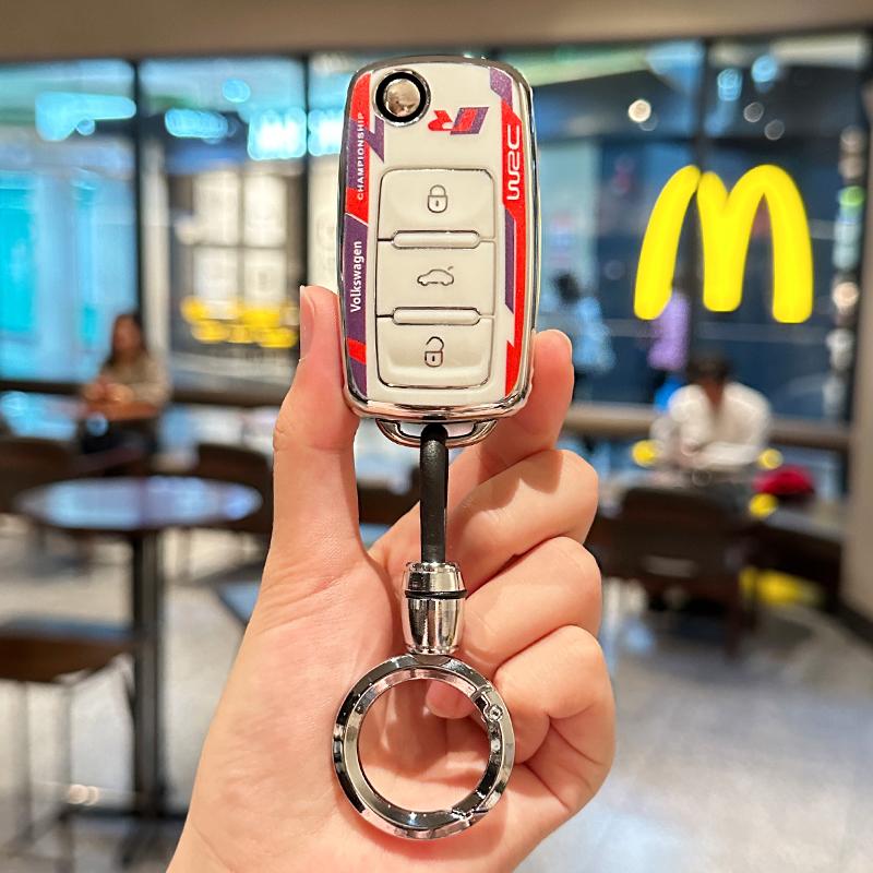 Для VOLKSWAGEN ТПУ Чехол-оболочка для складного автомобильного ключа For Volkswagen VW Polo Golf Passat Tiguan Beetle Caddy T5 Up Eos Брелок