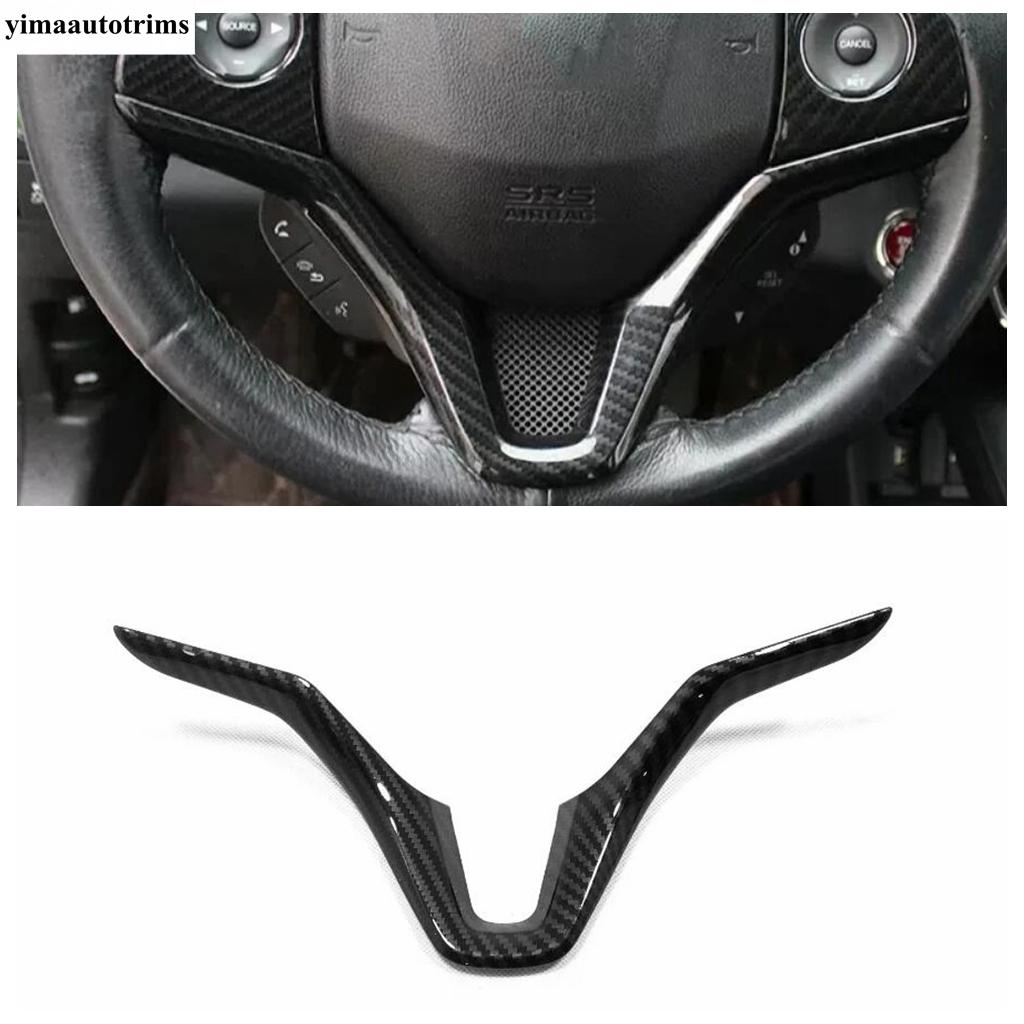 For Honda Vezel HR-V 2014 - ABS Carbon Fiber Car Steering Wheel Button Frame Decoration Cover Trim Accessories Interior
