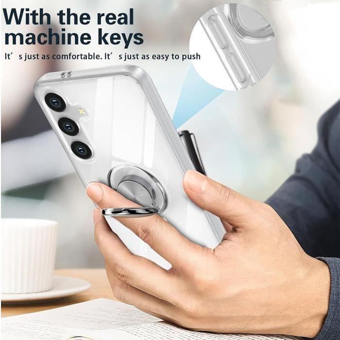 Coque de protection - BOOLING - pour Samsung Galaxy S24 Plus - Silicone - Transparent - Anneau Support 360°