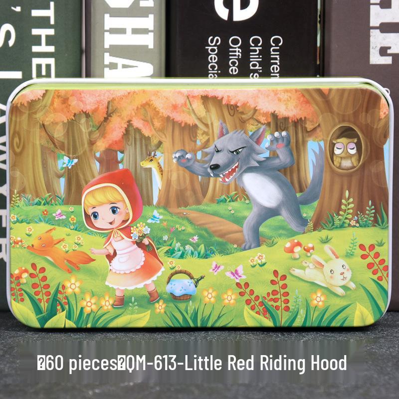 60-Piece Cartoon Puzzle Tin Box for Toddlers Aged 3-6 – Early Education and Intellectual Development Toy for Boys and Girls