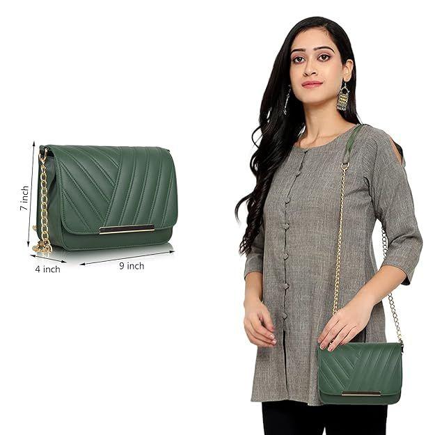 Стильная женская слинг-сумка через плечо из синтетической кожи с ремешком-цепочкой