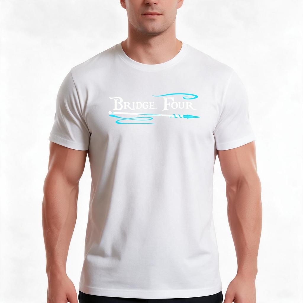 Bridge Four (White And Blue Tshirt Summer Casual Cotton Tee Oversized Streetwear Tops Vintage Graphic Print 100 Cotton