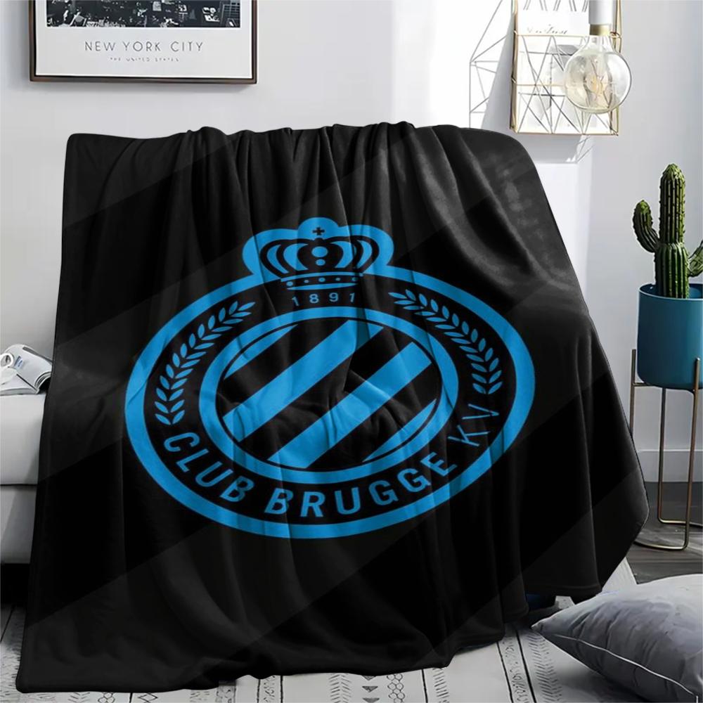 1Pc Club Brugge K V Print Flannel Blanket, High quality Comfortable for All Seasons, Home Decor, Warmth and Comfort, Perfect for Christmas Gifts