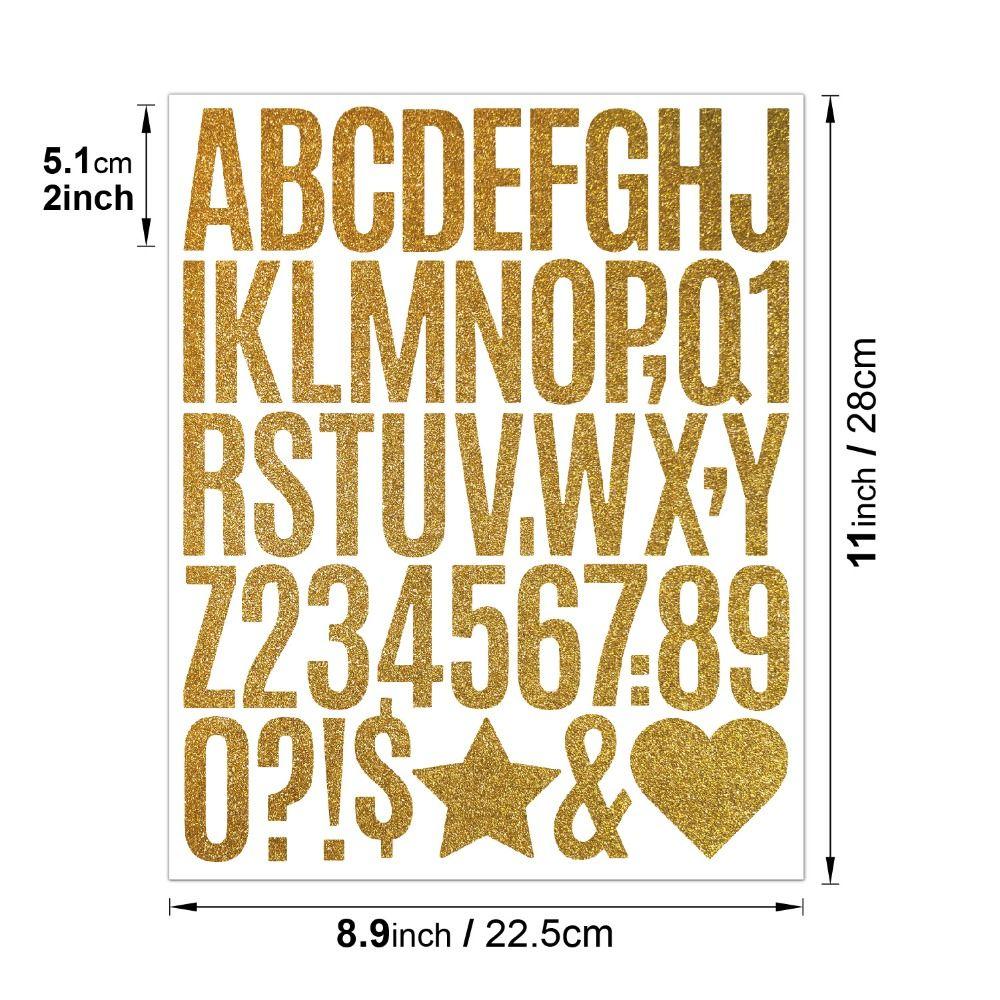 5 Sheets 2/1.5 Inch Glitter Letter Stickers Sparkling Shiny Silver Letter Number Sticker DIY Crafts
