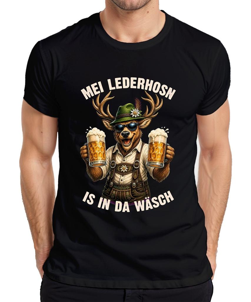 Mei Lederhosn is in da Laundry Deer Oktoberfest Lederhosen Dirndl Men's T-Shirt