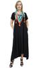 Women's Asymmetrical Hem Black Summer Maxi Pockets Dress With Scarf-10