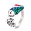 Retro New Blessing ,Koi Ring ,Female Ethnic Style ,National Tide Personality Niche Design Ring 