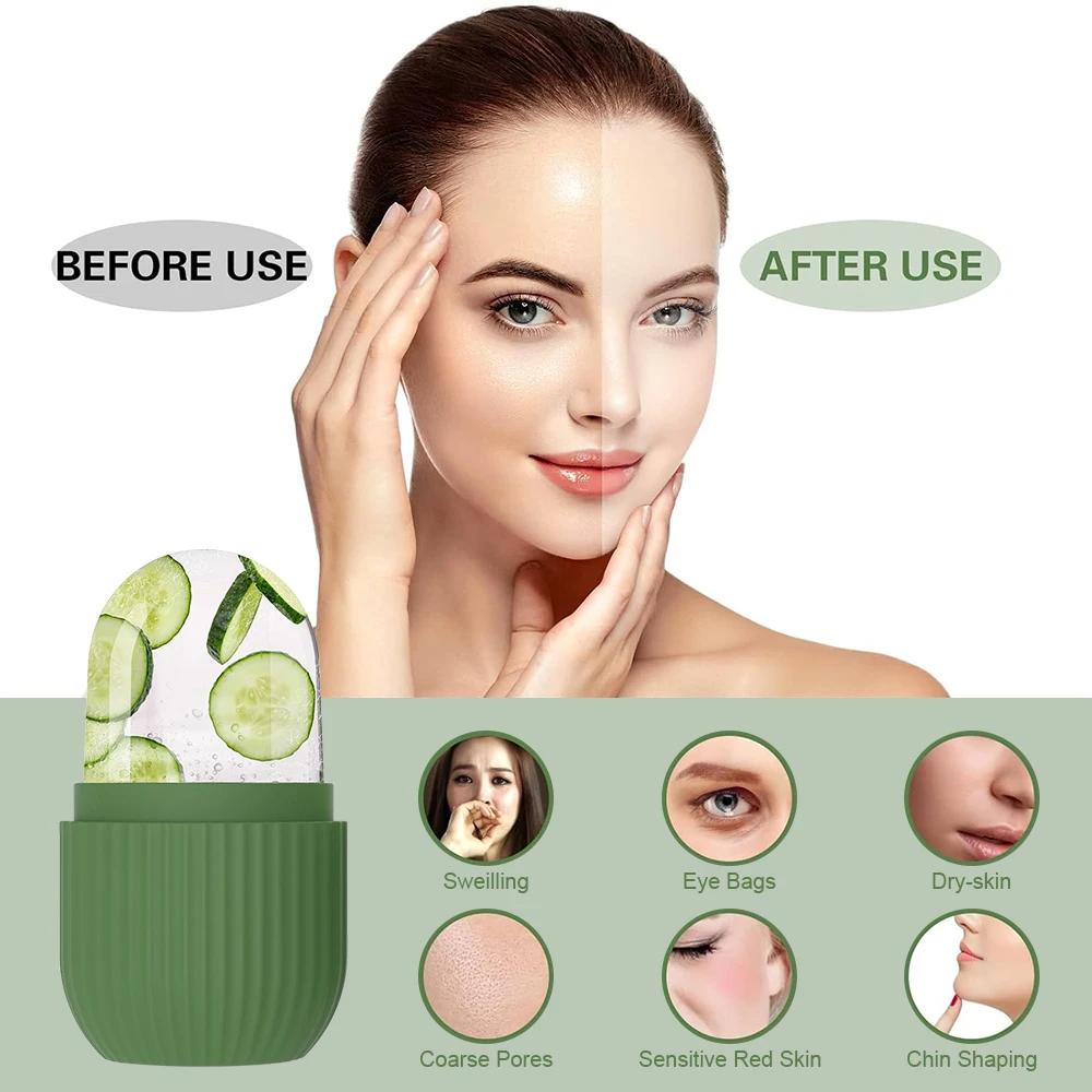 Силиконовая форма для льда, массажер для лица, уход за кожей, косметический лифтинг, контуринг, многоразовые подносы для катания глазури, роликовый массажер для глаз, роликовый инструмент для лица