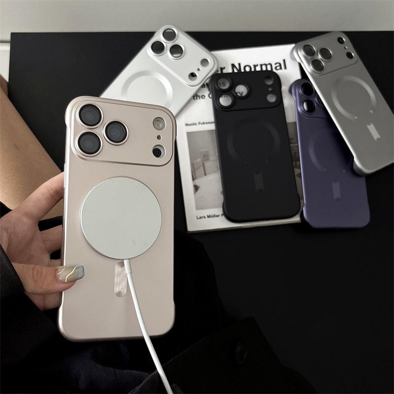 Безрамочный Магнитный Чехол Для iPhone 17 Air 16 15 14 Plus 13 12 11 Pro Max Plus Для Magsafe Защита Камеры Жесткая Задняя Крышка из Поликарбоната