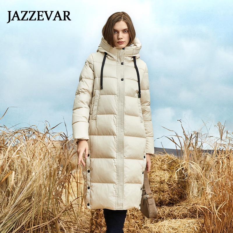JAZZEVAR зимнее удлиненное хлопковое пальто, однотонное теплое уличное повседневное хлопковое пальто, хлопковая куртка с капюшоном