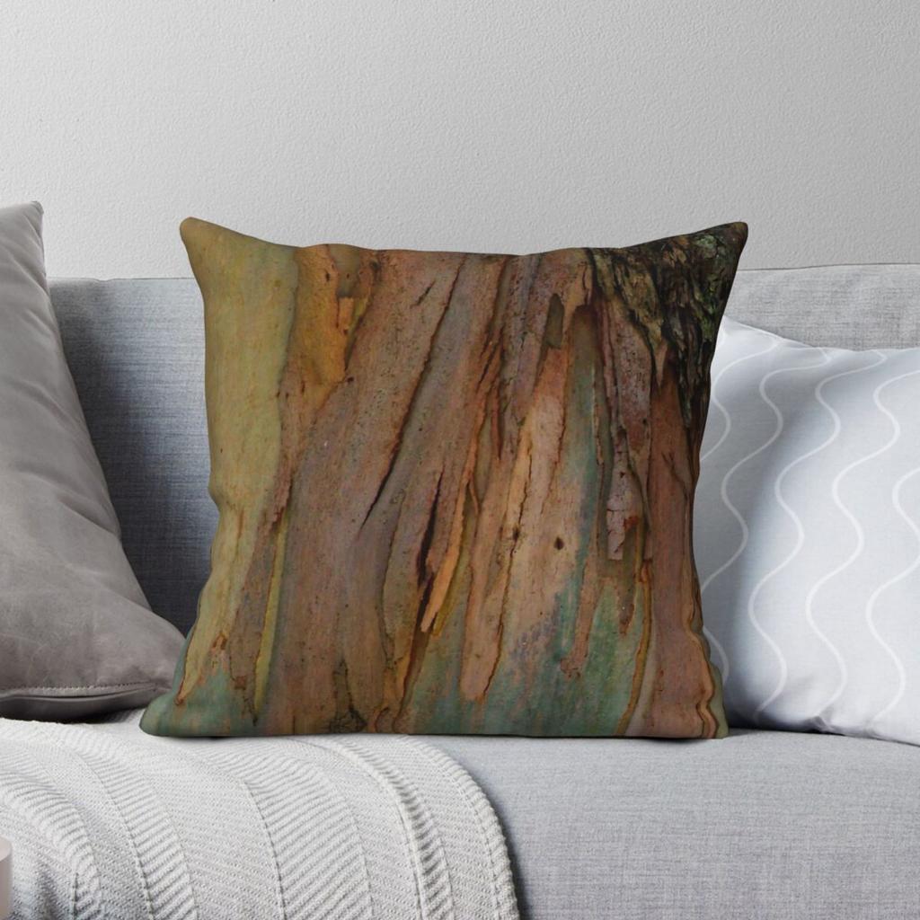 Eucalyptus Bark Natural Texture Pillowcase Polyester Linen Velvet Printed Zip Decorative Pillow Case Home Cushion Cover