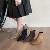 Европа, Америка 2025 осень и зима новые простые матовые замшевые плоские носки-ботинки на плоской подошве тонкие ботильоны темпераментные остроносые короткие ботинки женские