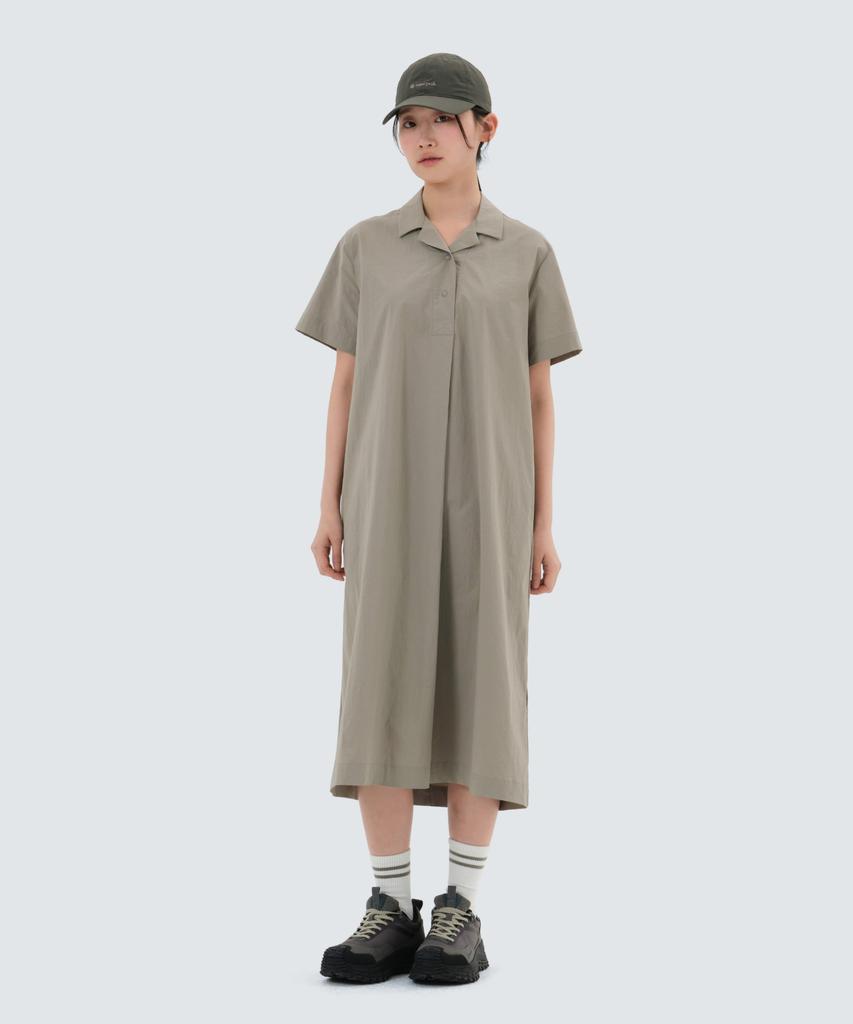 SNOWPEAK APPAREL Охлаждающее платье с воротником-корешком (S25Mwrop61) Бежевый Серый