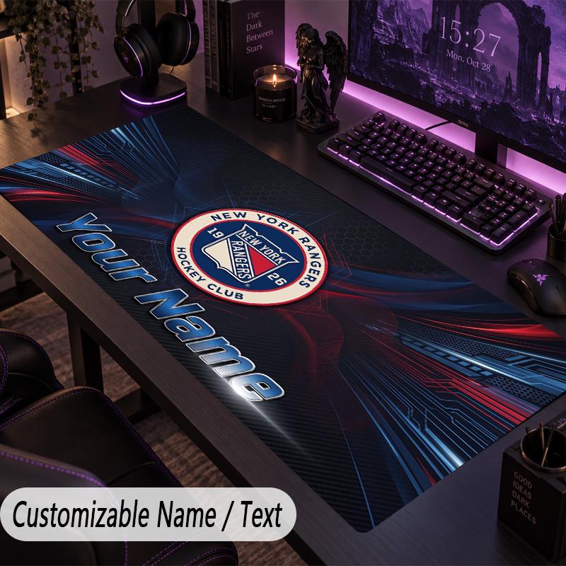 Large Mouse PadNew York Rangers Custom Name Text Personalized Desk Mat Non Slip Gaming Pad
