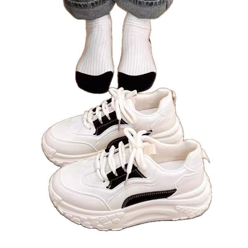 2025 весна и осень новая студенческая белая мода толстая подошва усиливающая тренд популярная универсальная спортивная повседневная обувь женская обувь