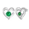 Multicolor Birthstone Ear Studs Heart Stud Earrings Birthday Gift For Women & Girls