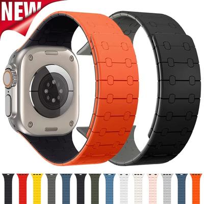 Новый магнитный силиконовый ремешок для Apple Watch Ultra 3 2 49 мм 44 мм 46 мм 42 мм 40 41 мм 45 мм ремешок браслет IWatch Series 11 10 9 8 7 6 SE