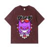 275 GSM Washed T-shirts 100% Cotton Pokemon V10 Gengar Print Unisex Heavy Cotton T Shirt