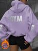 Фитнес-стиль GYM THERAPY Рукава сзади текстура глиттера напечатанная с капюшоном свободный плечо спущенное