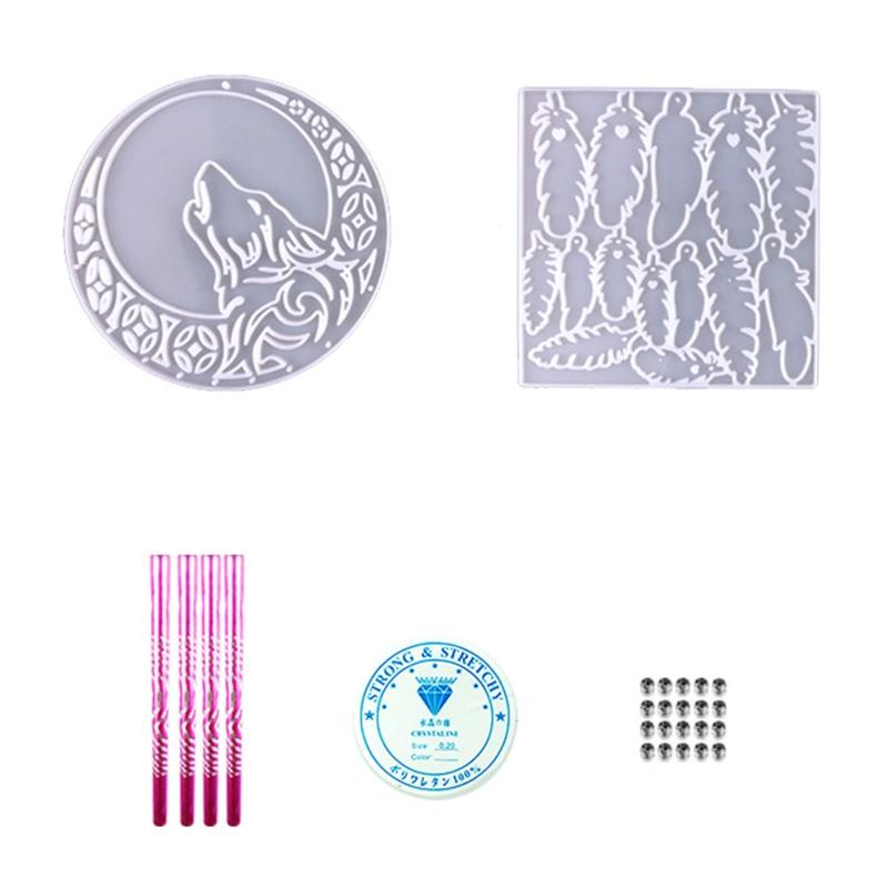 Wolf Feather Glossy Silicone Mold Wall-mounted Wind Chime Mold DIY Keychain Pendant Jewelry Epoxy Resin Crafting Mold