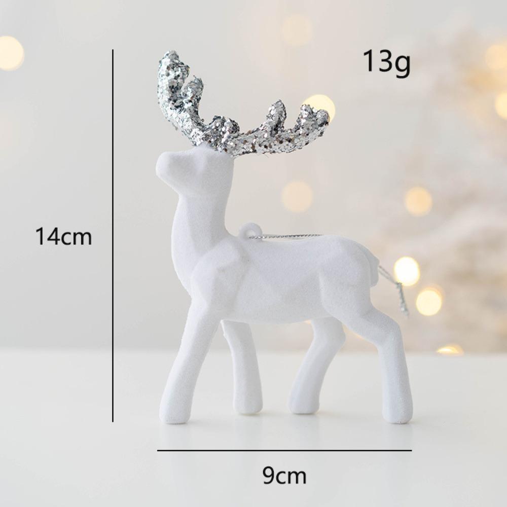 Glittering Glitter Deer Decor Flocking Fabric PVC Christmas Deer Lovely Xmas Tree Pendant Home