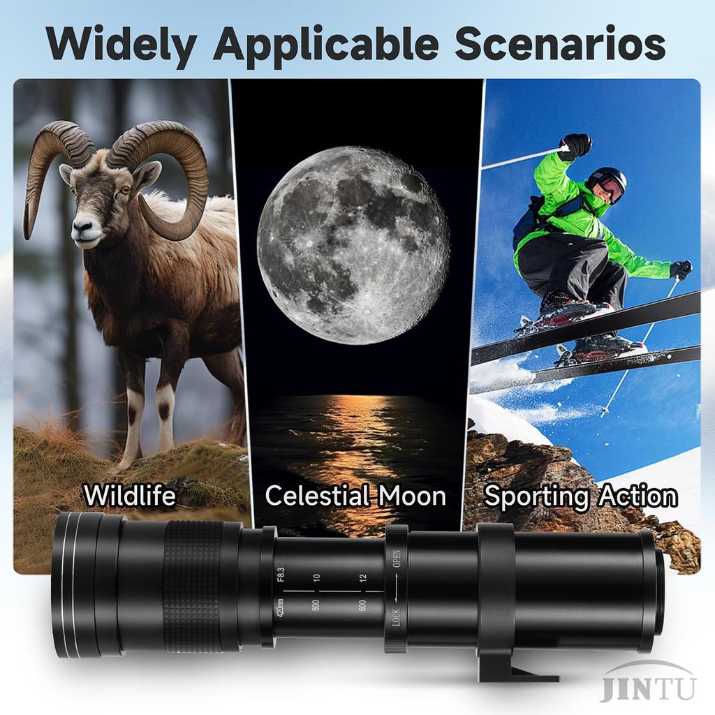 JINTU HD Manual Focus Telephoto Zoom Lens for Nikon SLR Digital Camera Lens D5600 D5500 D5300 D5200 D5100 D780 D800 D3500 D3400 D3300 D3100 D3200