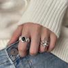 VENTFILLE 925 Sterling Silver Black Agate Ring for Women Girl Circular Design Splicing Fashion Versatile Gift Dropshipping