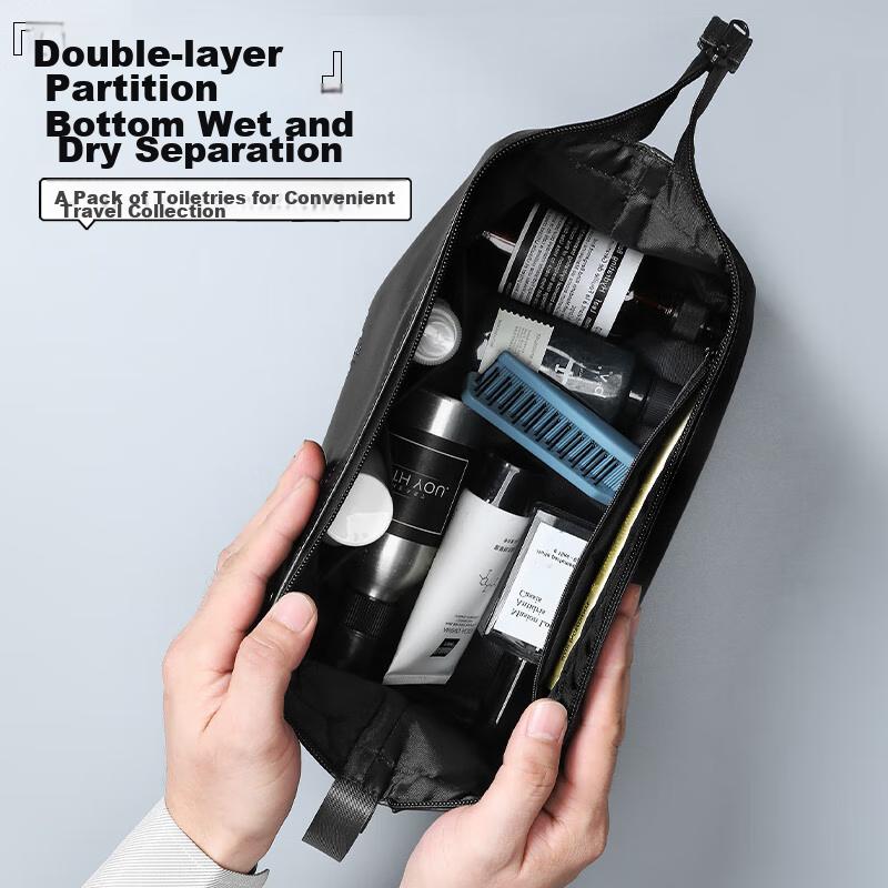Toiletry Bag for Men, Business Travel Cosmetic Organizer, Portable Wet And Dry Separation, High-End Leather Toiletry Pouch