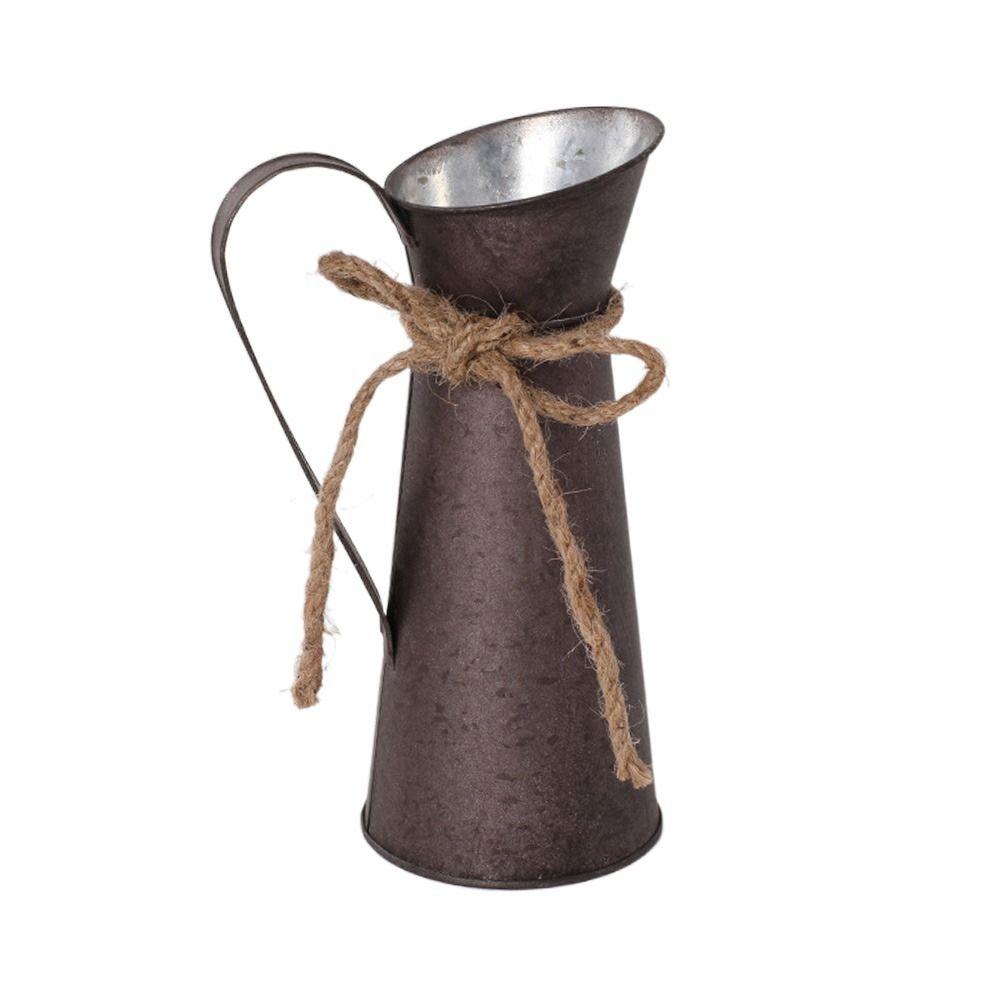 Balcony Flower Pot Vintage Iron Flower Pot Iron Sheet Metal Flower Vase Portable Garden Bucket