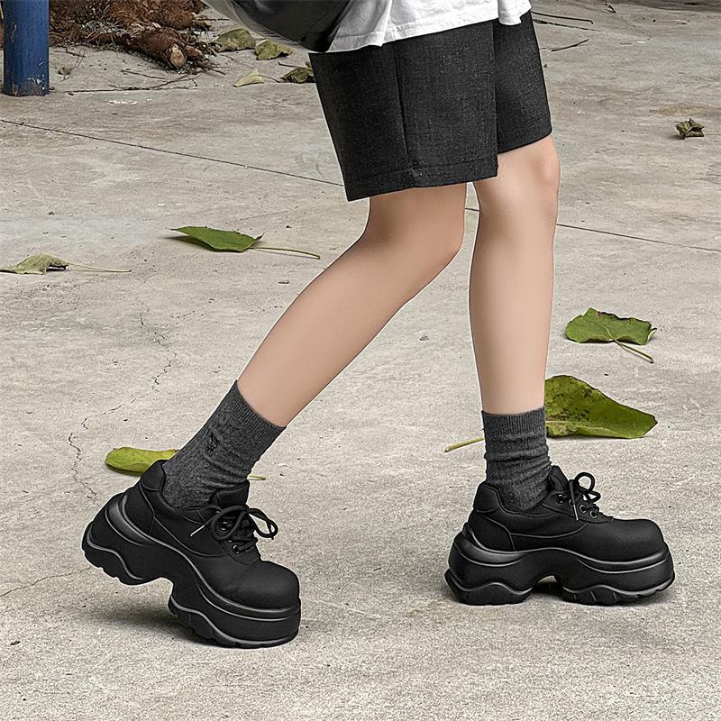 Туфли дерби на платформе Niche Paris мужские, увеличивающие рост, полностью черные, британские спортивные туфли Darth Vader для папы, прилив 24307-R