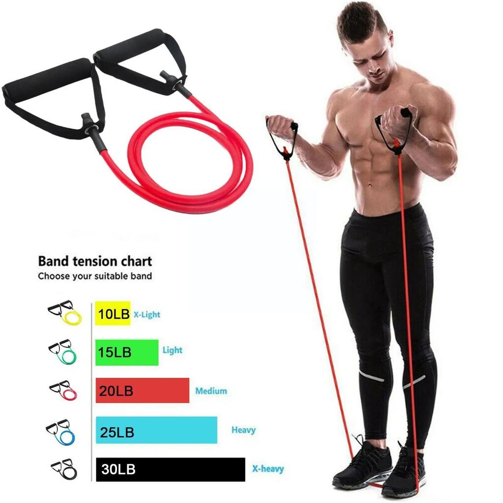5 Levels Resistance Bands with Handles Yoga Pull Rope Elastic Fitness Exercise Tube Band for Home Workouts Strength Trainin G7A3