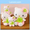 Fourleaf Green Clover Bow Cat Plush Toy Girlfriends Lucky Gift
