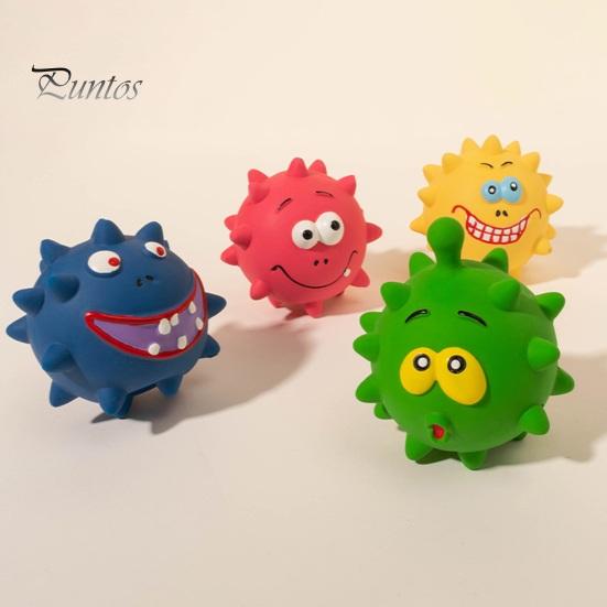 Неразрушимые жевательные игрушки для собак, большие собаки, скрипучий шипованный шарик для домашних животных, латексная игрушка со встроенным звуком, уход за зубами, забавный мультяшный жеватель