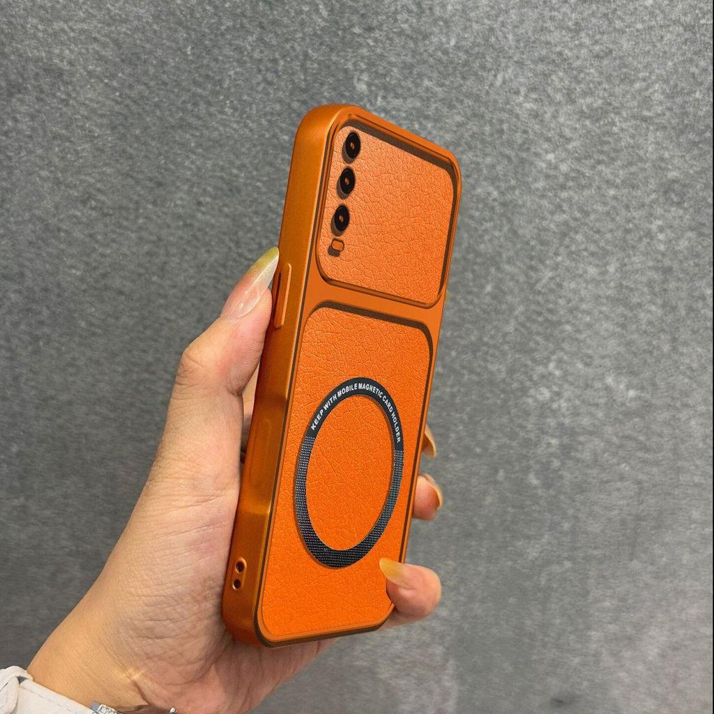 Улучшенный чехол с защитой большого объектива для Vivo Y20s G, Y20i 2021, Y20, Y12s 2021, Y12A. Роскошный кожаный корпус с магнитным кольцом