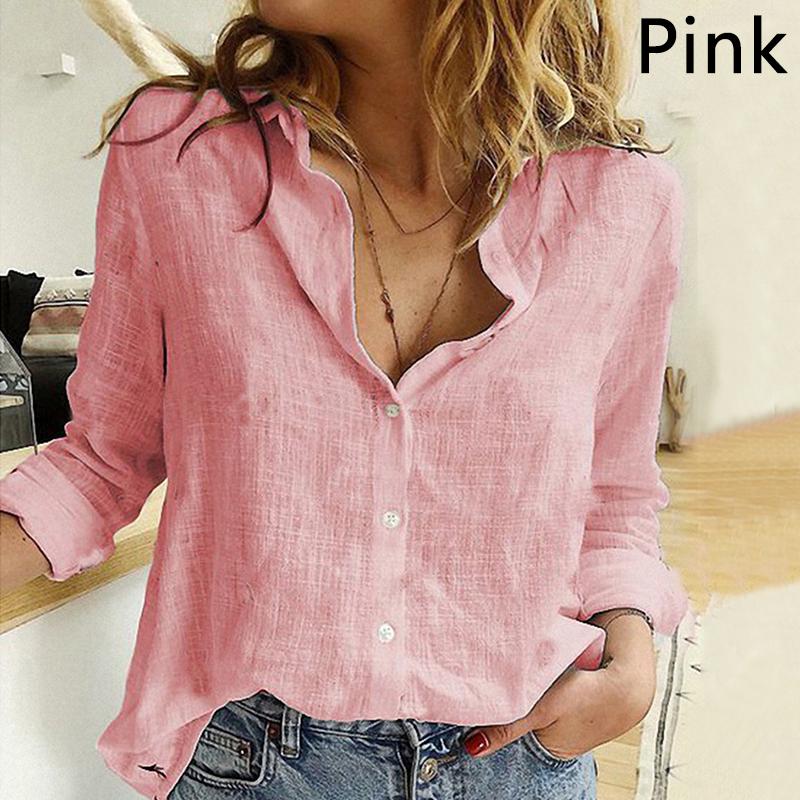 Модные рубашки с длинным рукавом, льняная женская одежда, блузки, однотонные свободные топы