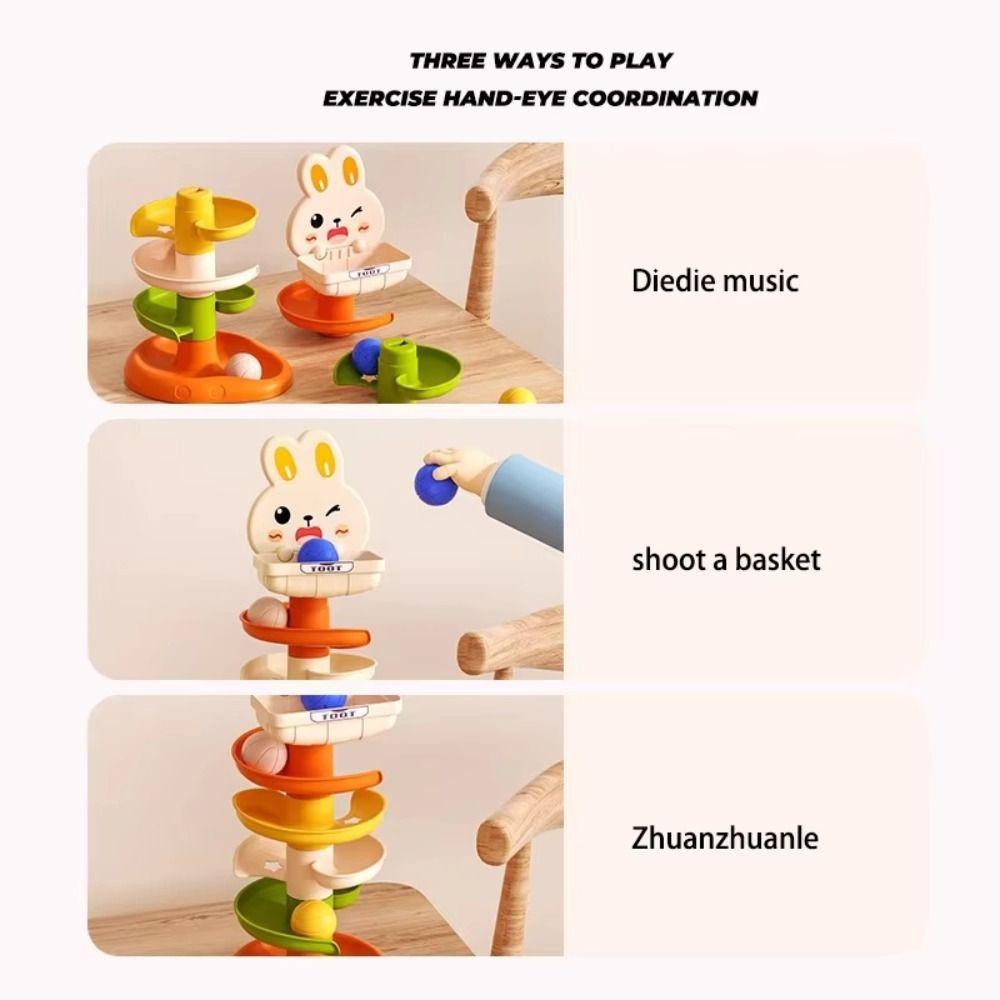 Rotating Design Rabbit Rail Car Ball Toys Press Mechanism Track Turn Around Toy  Toddler Activities