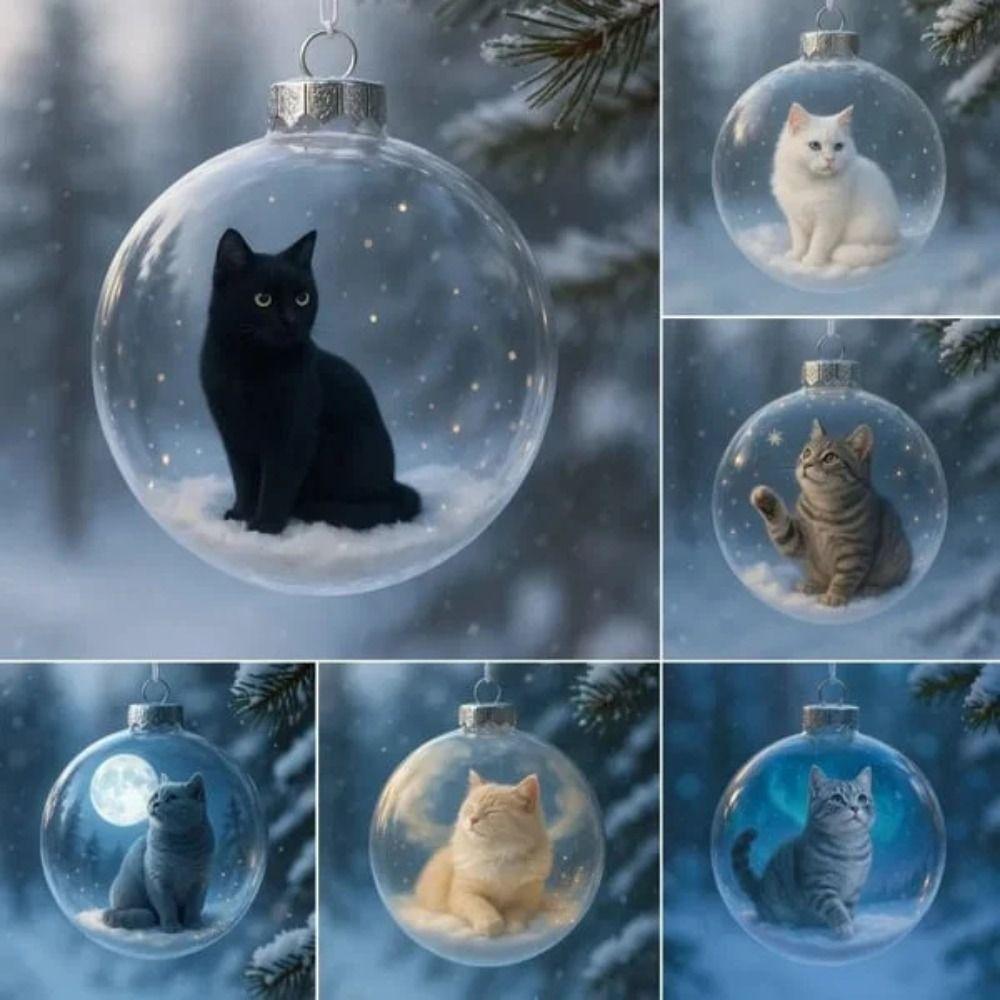 Новое Пластиковое Украшение для Кошки DIY Запасные Колпачки Акриловый Шар Креативный Однотонный Шарик для Елки DIY