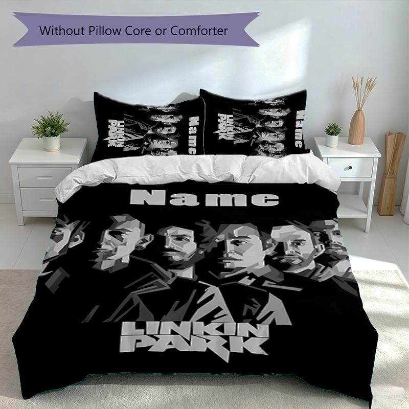 3pcs Custom Name Linkin Park Set,Includes 1 Duvet Cover and 2 Pillowcases,All-season Bedroom Decor