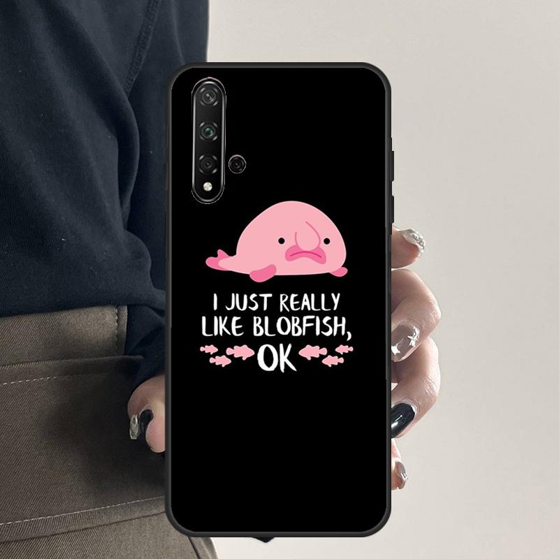 Cartoon Blobfish For Huawei Nova 12i 12s 7i 8i 11i 9 10 SE Y91 Y90 Y60 Y70 Y72 Y61 P30 P40 Lite P60 Pro Case