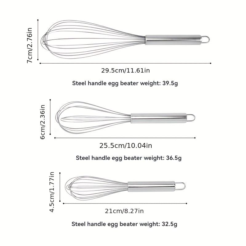 3pcs Stainless steel hand whisk, modern and simple baking tool, egg and cream mixer, suitable for baking, cake decoration, and commercial kitchens