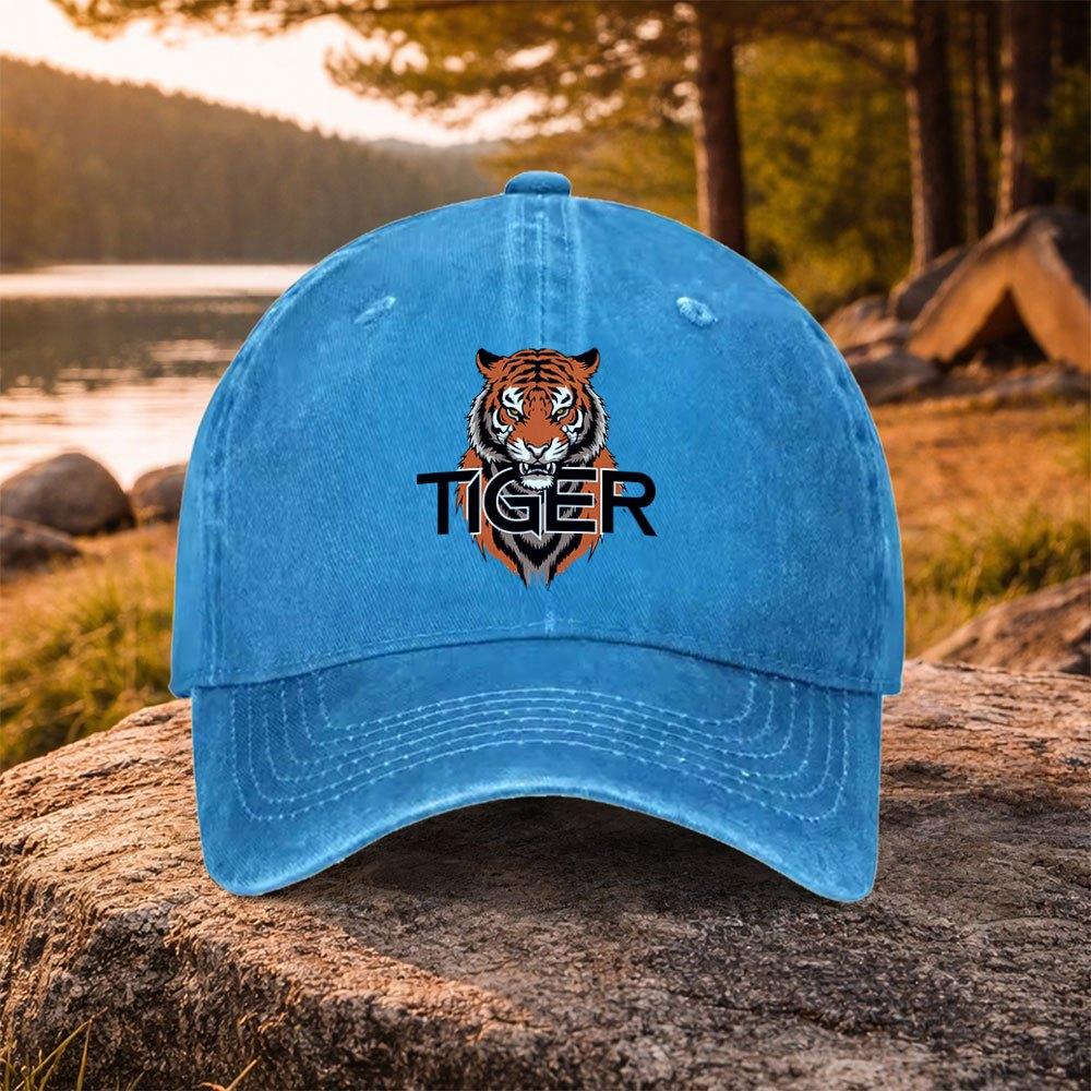 TIGER Pattern Washed Baseball Cap for Golf Casual Outdoor Use Unisex Unisexs Hat